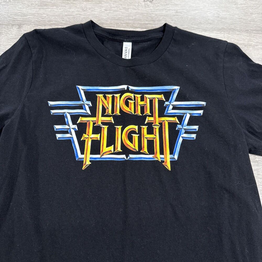 Night Flight Shirt Retro Logo Black Short Sleeve Tee Men’s Medium - Picture 2 of 7